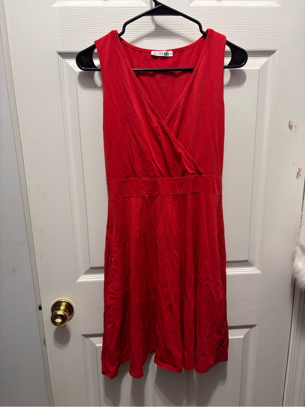 Red Sleeveless Wrap Dress by Guberry WITH pockets!